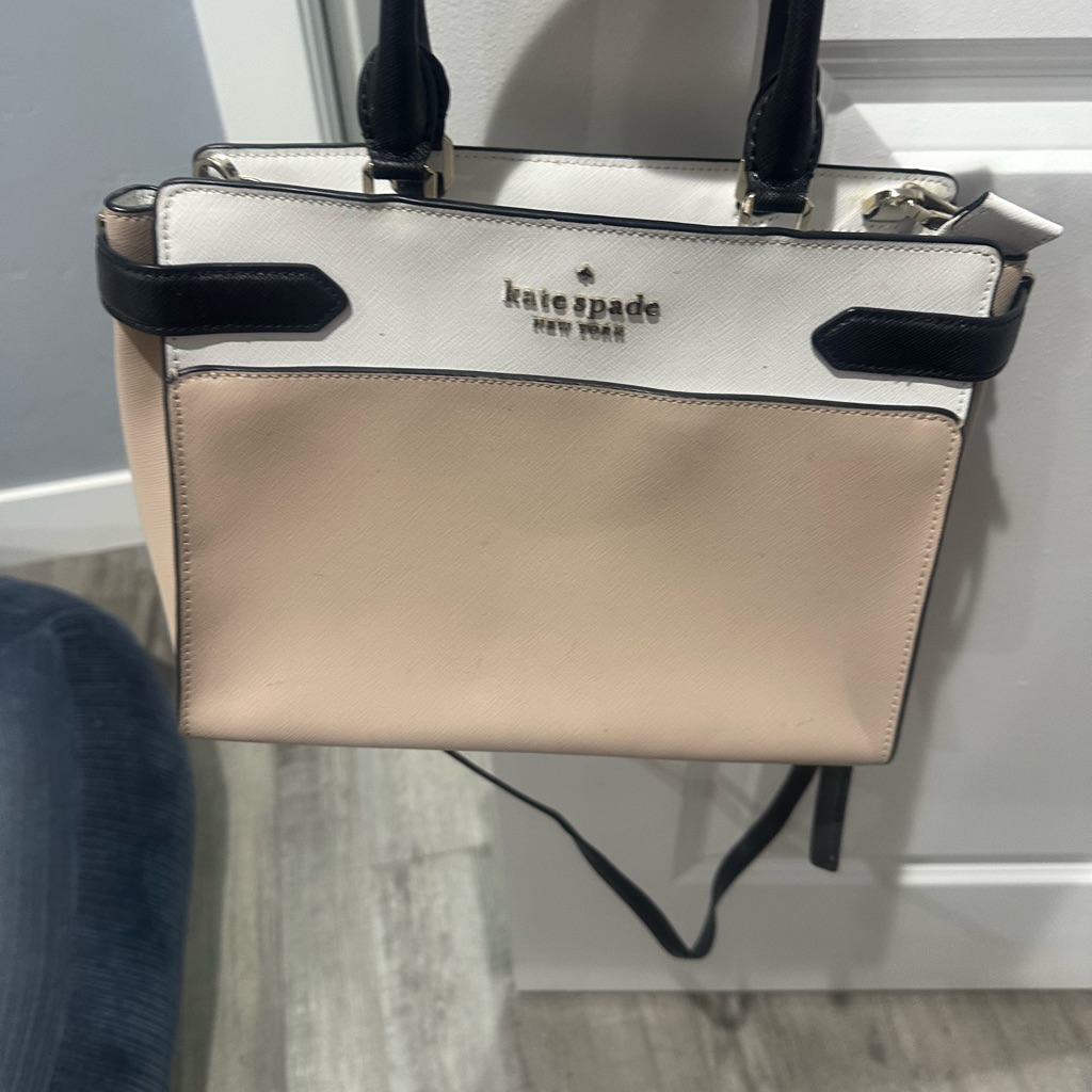 Kate Spade Beige, White & Black Colorblock Satchel
